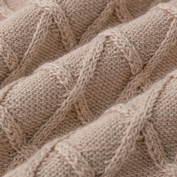 SOLD OUT CLEARANCE Beige Lantern Sleeve Turtleneck Knit Sweater Dress - Picture 6 of 6